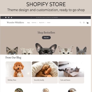 Beige pastel colors pet store, puppy breeding shopify theme customization, custom website design, have your own shop online website today image 1