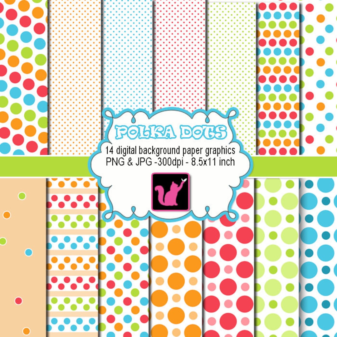 Polka Dots Clipart in Various Colors - Printable Craft Paper Scrapbook ...