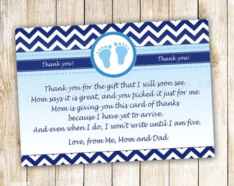 Chevron Thank You Card Baby Boy Shower Navy Blue Printable INSTANT DOWNLOAD