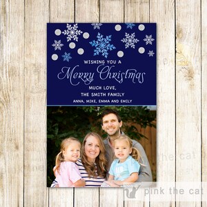 Christmas Photo Card - Family Xmas Greeting Card Christmas Card Christmas Greeting Card Glitter Snowflakes Winter Christmas Personalized