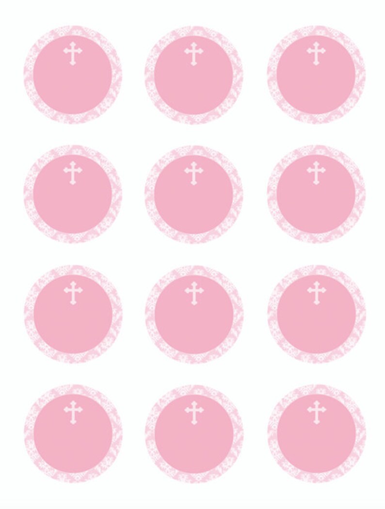 pink baptism stickers printable favor labels for girls