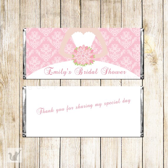 Bridal Shower Candy Bar Wrappers Pink Damask Bride Fancy Dress | Etsy