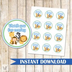 Jungle Label - Jungle Gift Favor Label Jungle Theme Party Favor Tag Jungle Thank You Sticker Printable Jungle Label Boy INSTANT DOWNLOAD