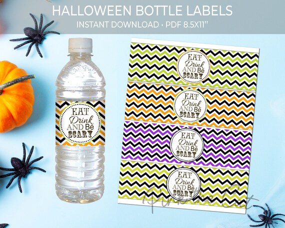 Halloween Bottle Label Template Printable Halloween Favor - Etsy