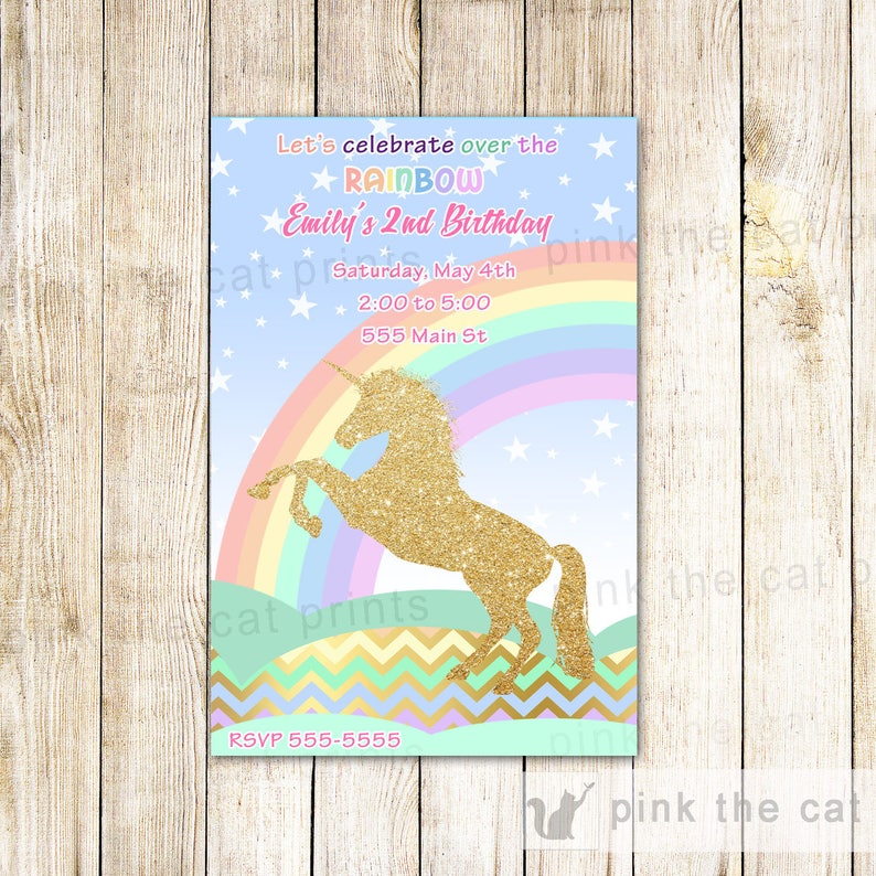 ON SALE Glitter Unicorn Invitation Unicorn Birthday Invitation, Girl Unicorn Invitation, Unicorn Invitation Template Instant Download image 1