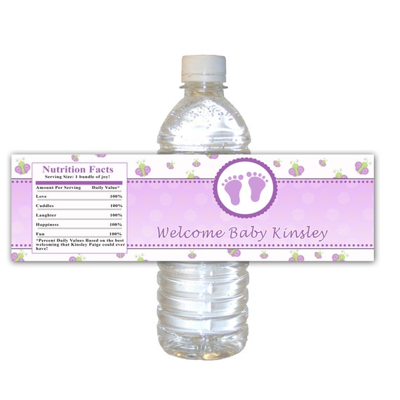 Printable Purple Butterfly Baby Shower Water Bottle Labels Etsy