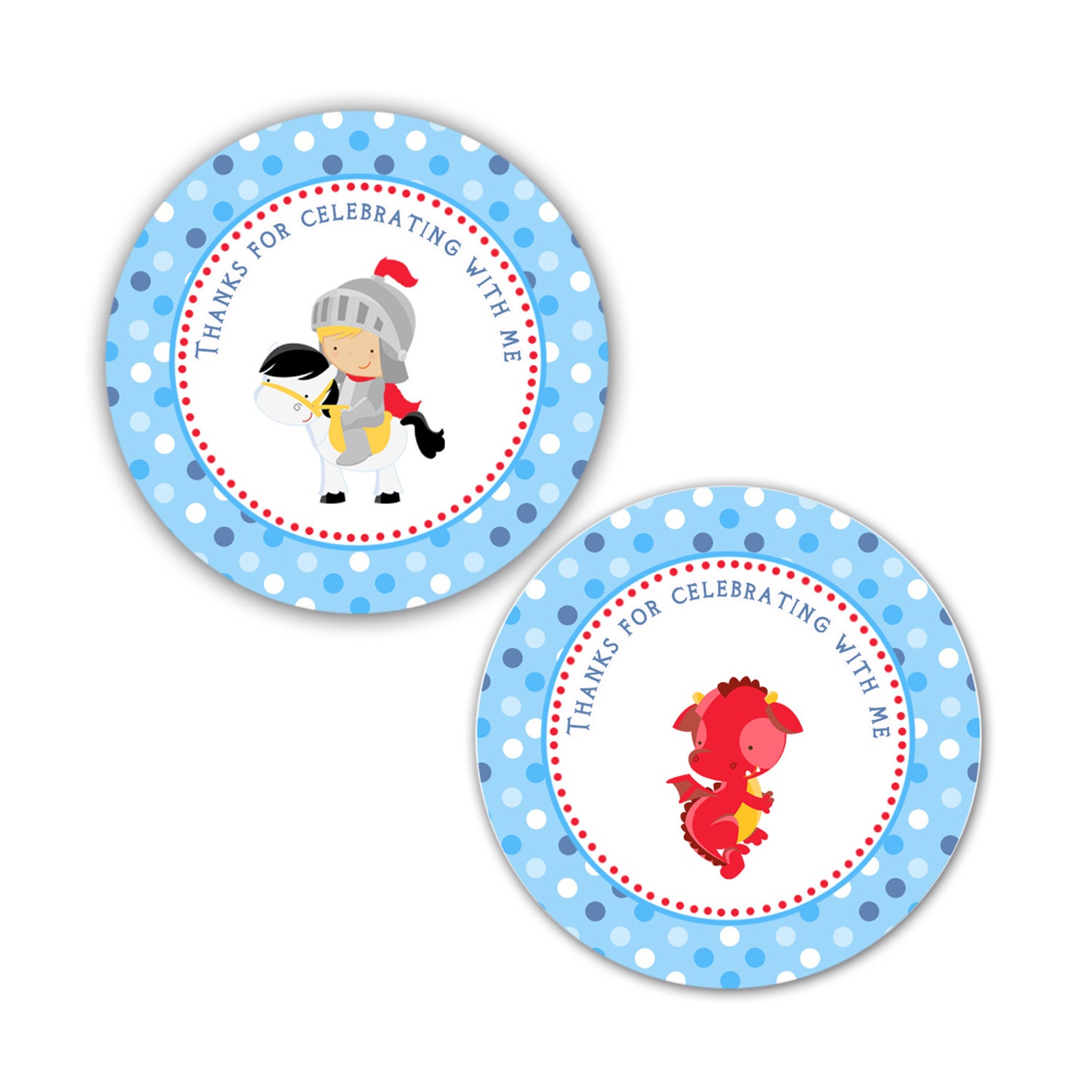 Knight Dragon Labels - Gift Favor Tags Birthday Baby Boy Shower ...