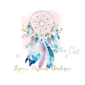 Dreamcatcher logo design for boutique or handmade business, branding package available, gold glitter pink and blue personalized