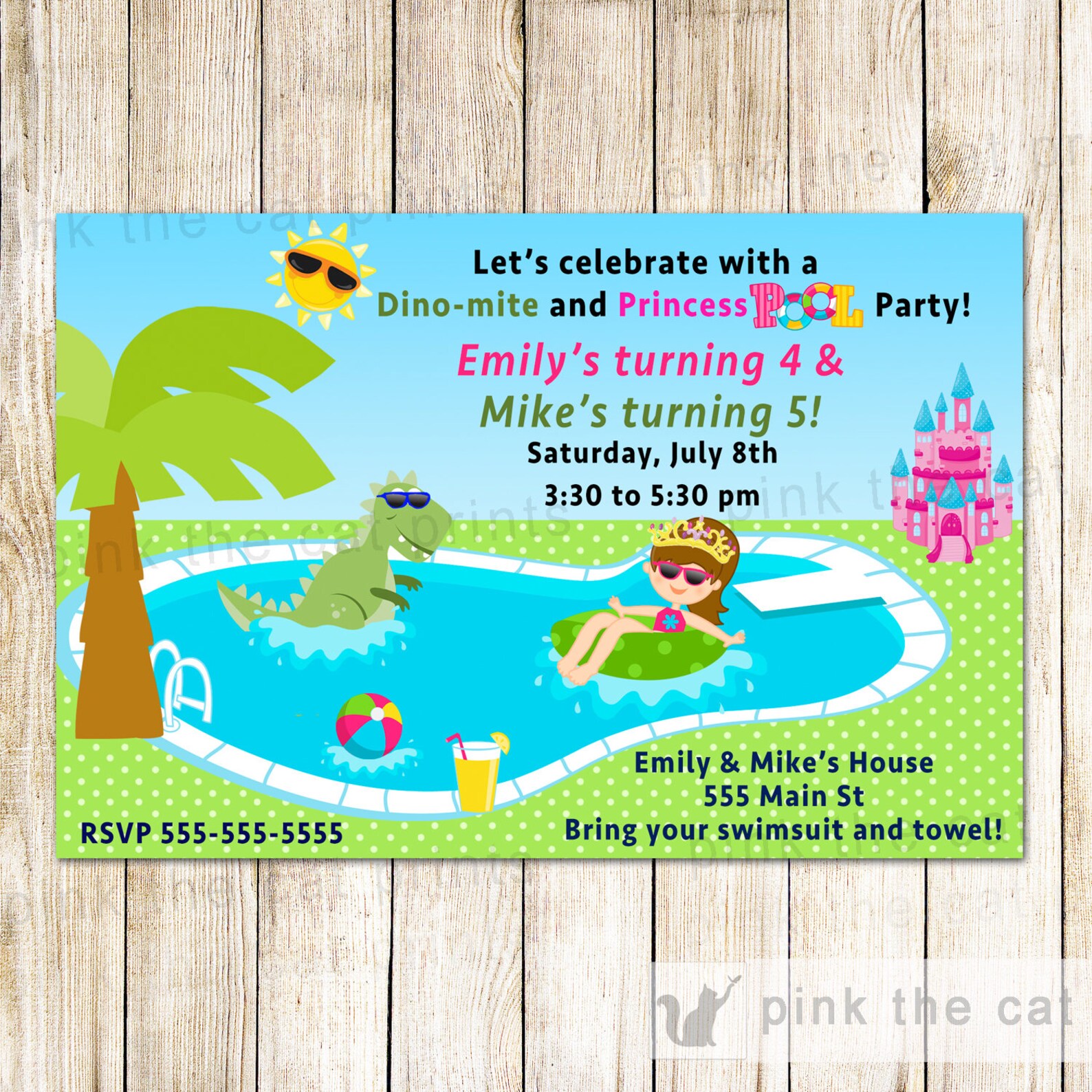 Dinosaur Princess Invitation Dinosaur Princess Birthday Etsy