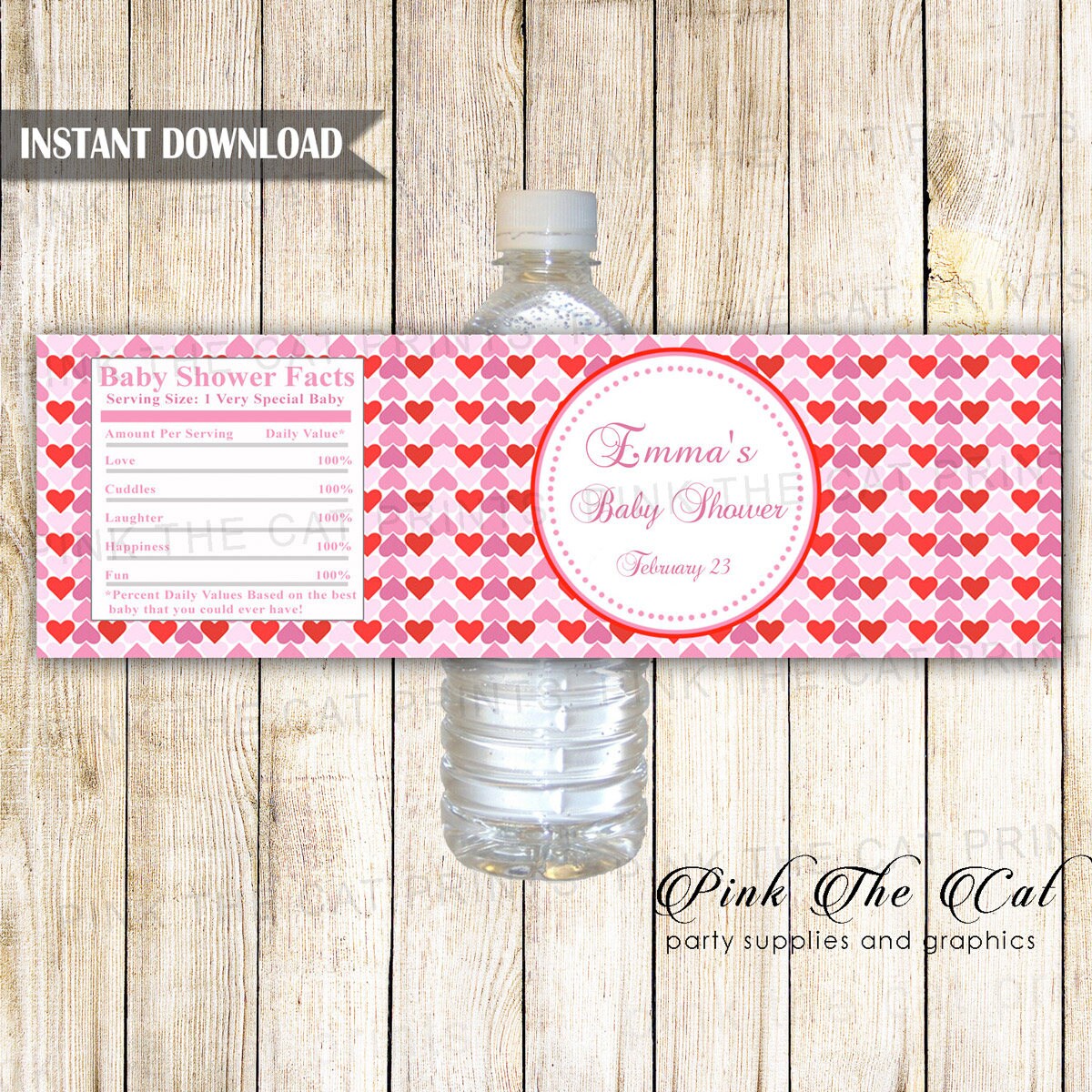 Free valentine's day water bottle labels