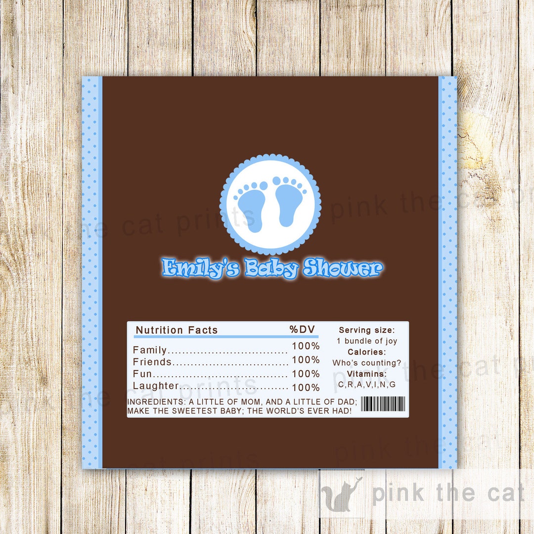 Baby Feet Candy Bar Wrapper Chocolate Label Baby Boy Shower Etsy