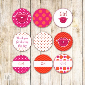 Afdrukbare kleine snoeplabels 0,75 inch snoepstickers baby shower gunsten verjaardagsfeestje gunsten Chevron Polka Dots lippen INSTANT DOWNLOAD