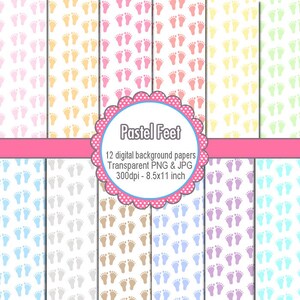 Baby Füße Clipart Digital Hintergrund - druckbare Hobby Grafik-Design-Papier sofort-DOWNLOAD