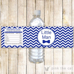 Bow tie botte label wrapper baby boy shower royal blue printable template, instant download baby shower favors for boys