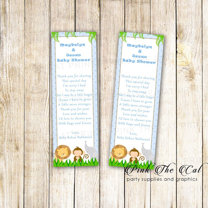 Safari Bookmarks Animal Bookmarks Baby Shower Favors Baby Etsy