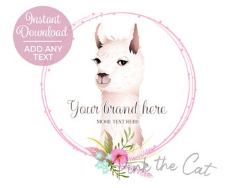 Alpaca logo png for your etsy shop or any website or business, llama logo design template instant download