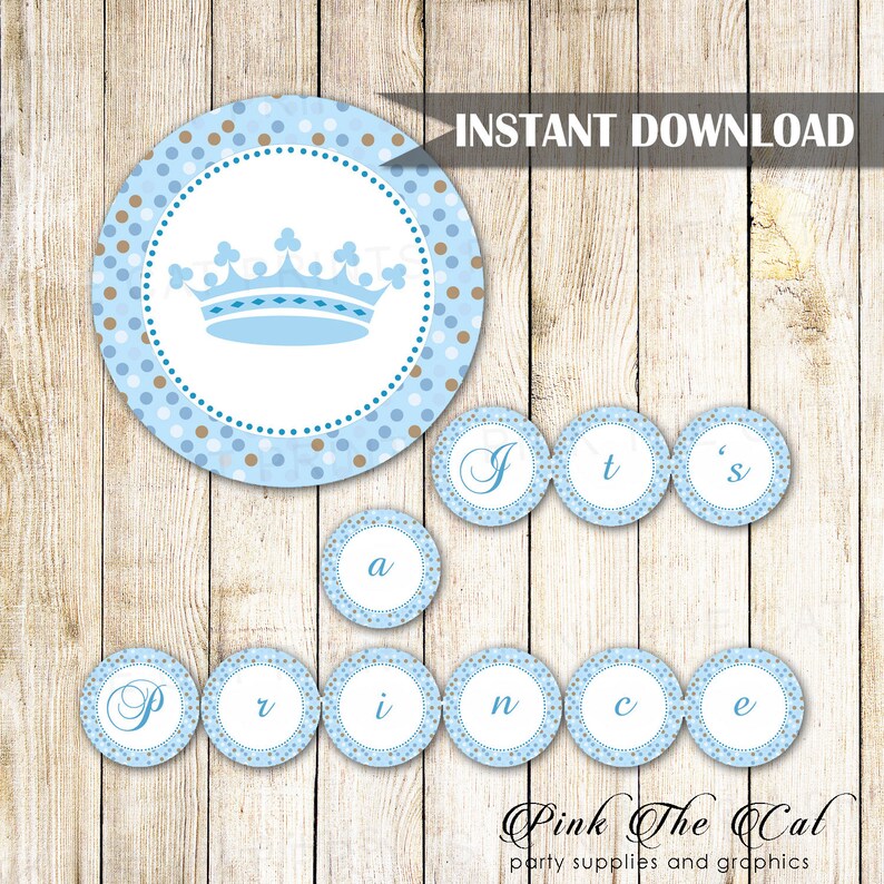 Prince Baby Shower Decoration Prince Baby Shower Banner Baby Blue Brown Prince Banner Printable Baby Shower Hang Banner Instant Download