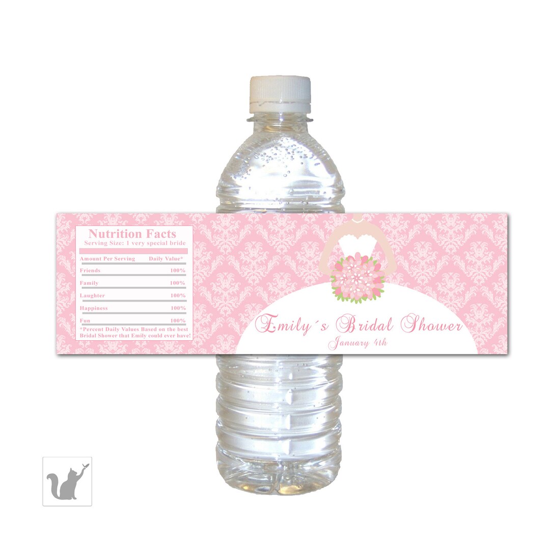 Damask Bridal Shower Bottle Labels - Vintage Bouquet Bride Quinceanera ...