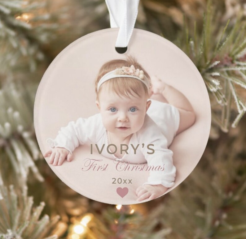 Baby Girl First Christmas Ornament With Photo Personalized Etsy