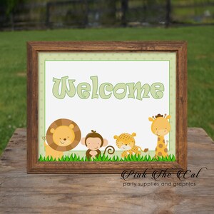 Jungle Welcome Sign - Fête d’anniversaire imprimable ou décoration de douche de bébé garçon TÉLÉCHARGEMENT INSTANTANÉ