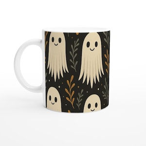 Entzückende Geister 11 Unzen Keramik Kaffeetasse - Halloween & Herbst ästhetische Tasse, gruselige Geschenk, Lehrer Wertschätzung, gemütliche Herbst Dekoration