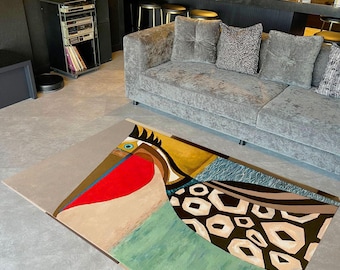 Tapete de chenille lavável, tapete tecido antiderrapante, decoração rústica para casa