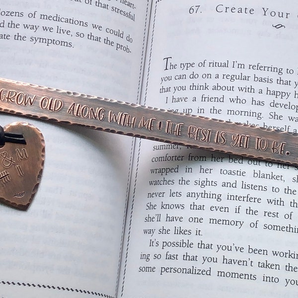 Copper Anniversary Bookmark, Gift for 7th Anniversary, 8th Anniversary Bronze Bookmark, Gift for Book Lover, Personalized Anniversary Gift