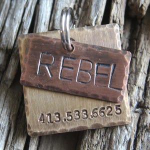 Hand Stamped Dog ID Tag - Personalized Pet Tag - Engraved Dog Tag - Laered ID Tag - The Rebel