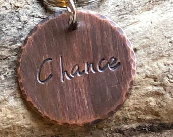 Dog ID Tag - Hand Stamped Dog Tag - Custom Pet ID - The Chance