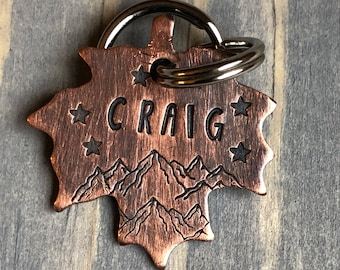 Custom Maple Leaf Dog Tag, Hand Stamped Pet ID, Personalized Dog Tag for Small Dog, Leaf Dog Tag, Botanical Dog Tag