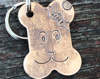 Dog Tag ID Tag, Dog Tag for Dogs, Pet ID Tag, Dog Bone Dog Tag, Bone Shaped Dog Tag, Elf on the Collar Dog Tag