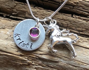 Personalized Unicorn Necklace - Birthday Gift for Girl -Birthstone Necklace for Child - Easter Gift -Custom Necklace - Jewelry for Girl