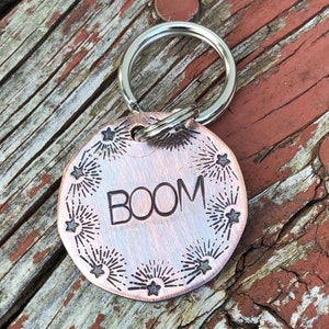 Dog Tag, Dog ID Tag, Hand Stamped Dog Tag, Dog Tag for Collar, Pet ID Tag, Personalized Tag, Size Choice, Star Tag, Boom