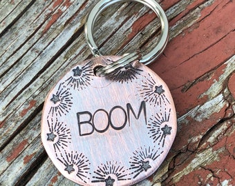Dog Tag, Dog ID Tag, Hand Stamped Dog Tag, Dog Tag for Collar, Pet ID Tag, Personalized Tag, Size Choice, Star Tag, Boom