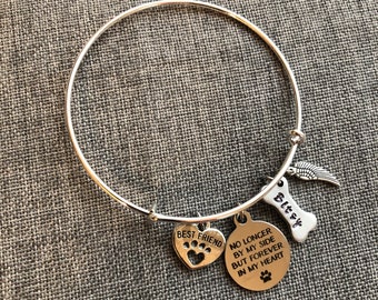 Loss of Dog Gift Personalized Dog Memorial Remembrance Bangle Bracelet Pet Loss Gift Dog Sympathy Gift