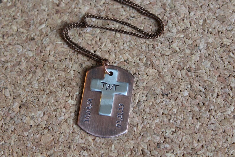 Dog Tag With Cross Remembrance Necklace Loss of Loved One Etsy