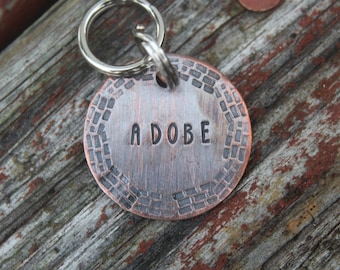 Custom Hand Stamped Dog ID Tag, Personalized Dog Tag, Tag for Small Medium Dog, Copper Dog Tag, Aluminum Pet ID Tag, Hand Stamped Pet Tag