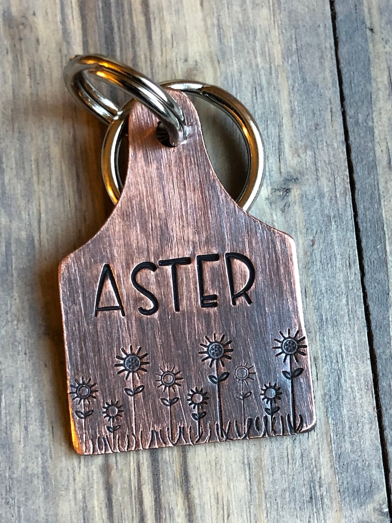 Cattle Tag Pet ID Dog Collar Tag Hand Stamped Pet ID Etsy