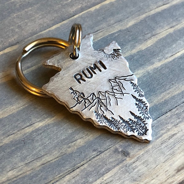 Custom Arrowhead Dog Tag, Hand Stamped Pet ID, Personalized Dog Tag for Dog, Arrowhead Dog Tag