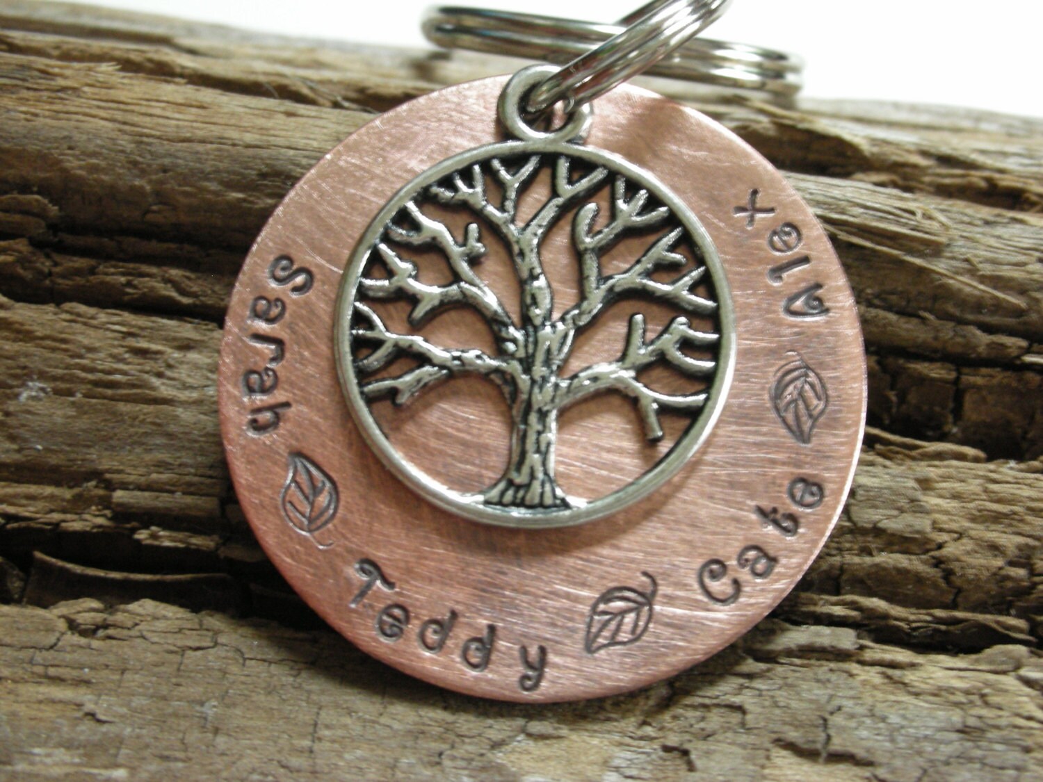Family Tree Keychaincustom Handstamped Keychainkeepsake Etsy