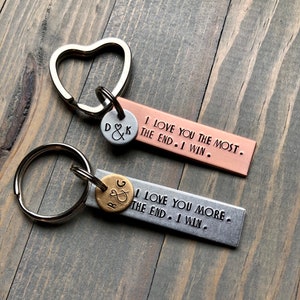 Valentine's Day Gift, I Love You More, Gift for Him, Gift for Her, Anniversary, The End I Win, Boyfriend Girlfriend Gift, Birthday Keychain