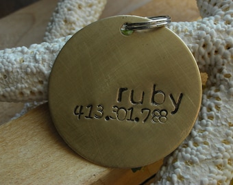 Custom Handstamped Dog/Pet ID Tag-The Ruby