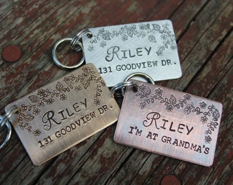 Custom Hand Stamped Dog ID Tag, The Rilely Tag, Personalized Dog Tag, Tag for Large Dog, Copper Dog Tag, Aluminum Pet ID Tag