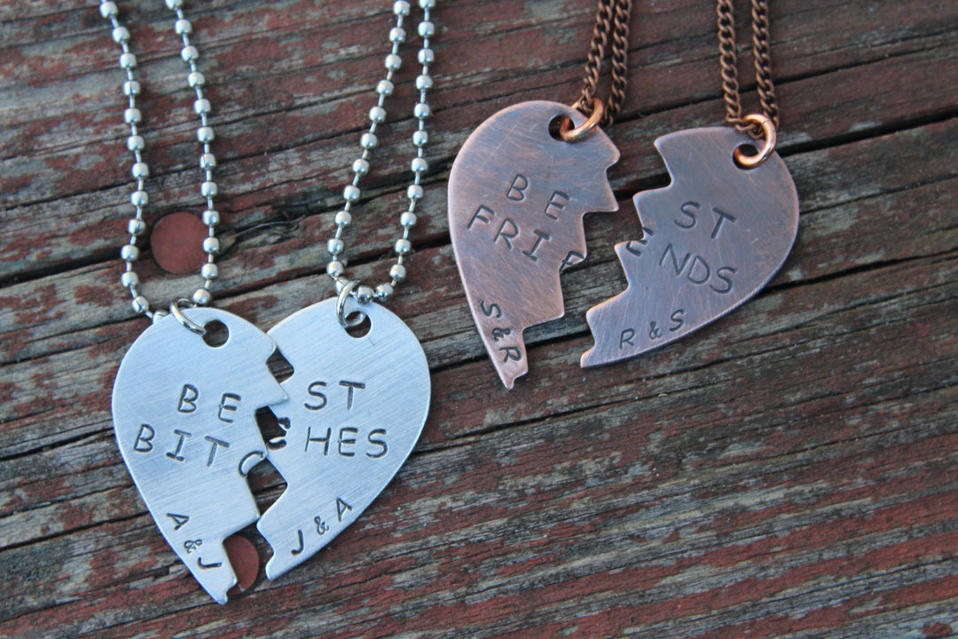 Buy Best Friends Necklace-best Bitches-heart Jewelry-christmas Gift for  Friend-gift for Besties-personalized Friend Gift Online in India