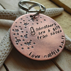 Godparent Keychain-- Gift for Godparents-Gift for Godmother-Gift for Godfather-Baptism-Christening