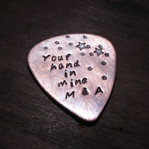 CUSTOM GUITAR Pick-Shining Stars-Handstamped Copper-Great Gift for Fathers Day, Husband, Boyfriend, Dad, Groomsmen image 4