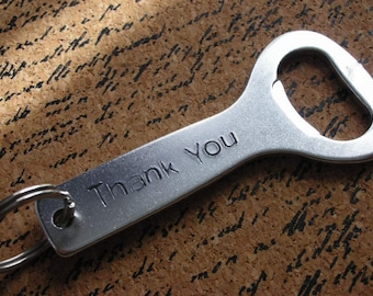 Personalized Bottle Opener-Beer Bottle Opener-Groomsmen Gift-Handstamped Bottle Opener-Thank You Gift