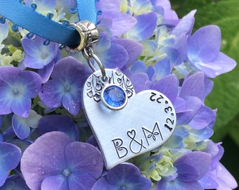 Something Blue for Wedding, Personalized Bridal Bouquet Charm