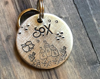 Custom Cat ID Tag- Goldfish Cat Tag-Tag for Kitty-Hand stamped Cat Tag- Tag for Kitten