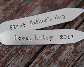 Daddy Collar Stays, Collar Stays for Dad, First Fathers Day Gift, Dads Day Gift, Collar Stays, Personalized Collar Stays, Handstamped